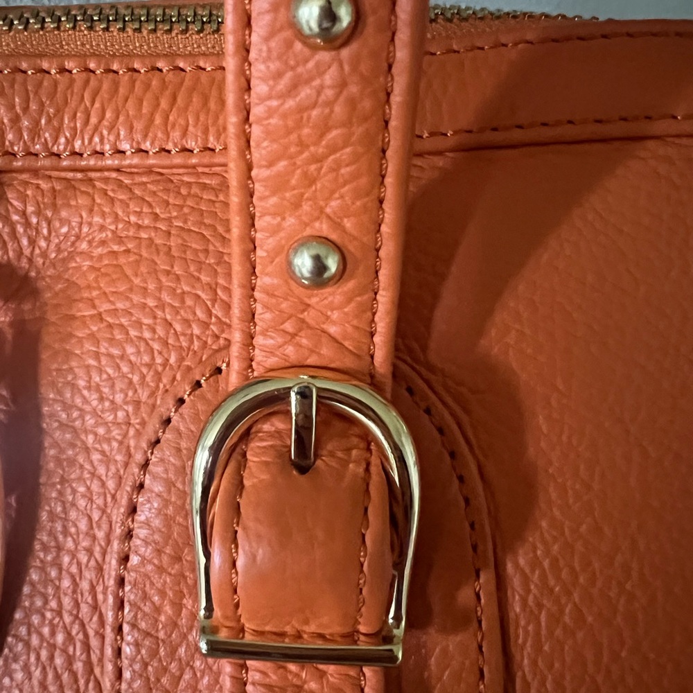 Onna Ehrlich Orange Leather Satchel with Gold Hardware Flawless Like brand new - Picture 3 of 9